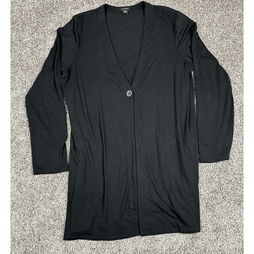 J JILL Cardigan Womans M Wearever Collection Black Single Button Stretch